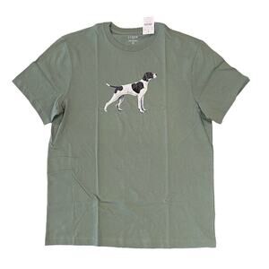NWT J. Crew Men's Green W/Pointer Dog Graphic Tee - SIZE L